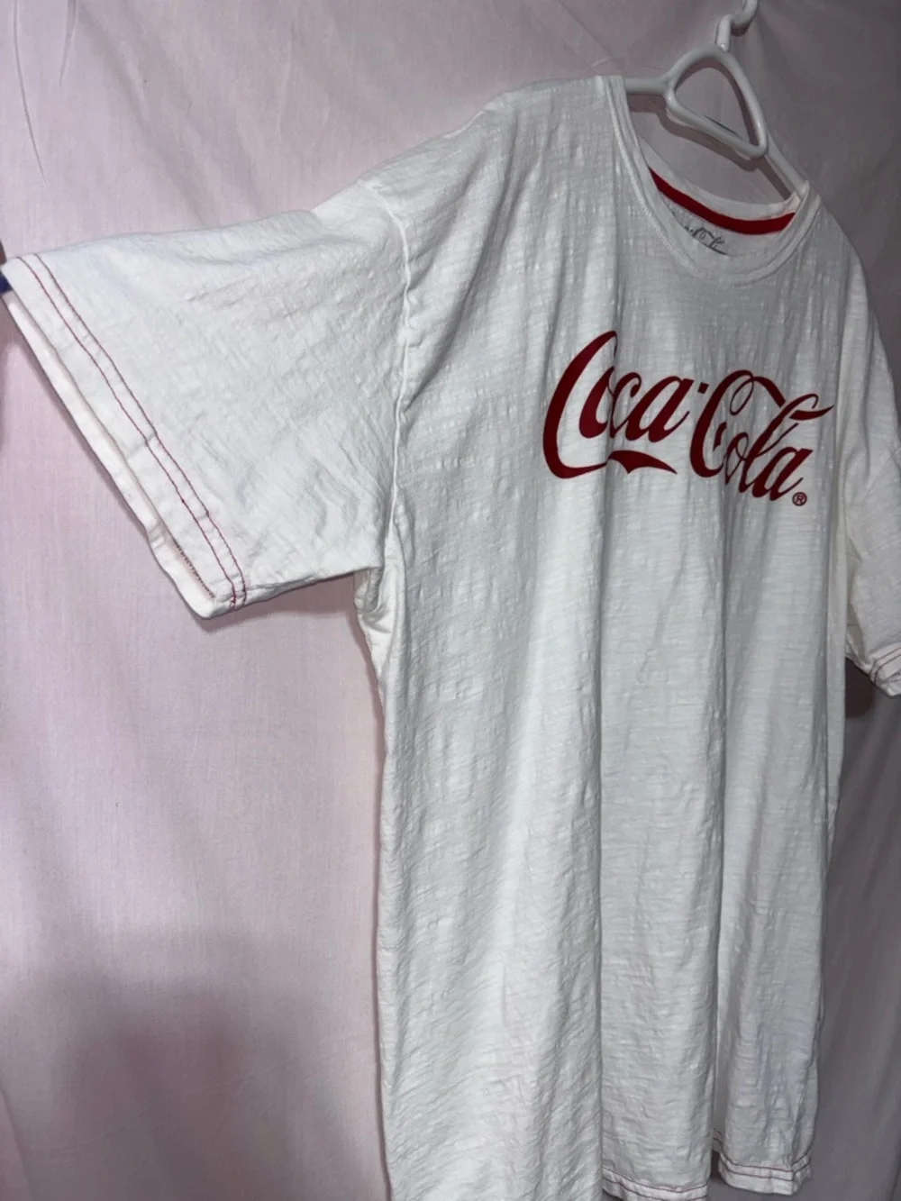 Coca Cola White Tee with Red Logo and Stitching - Picture 2 of 9